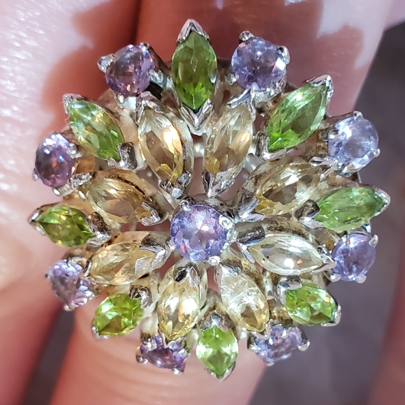 Huge ring citrine, green peridot, amethyst size 7 - Picture 10 of 11